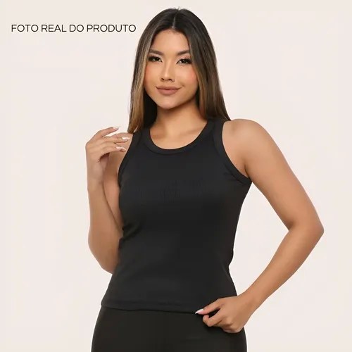 Regata Feminina Ribana Canelada Premium Casual Chic Básica